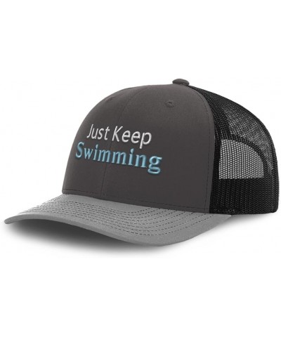 Trucker Hat Baseball Cap Just Keep Swimming Style B Cotton Dad Hats for Men & Women Gray Scale $14.57 Baseball Caps