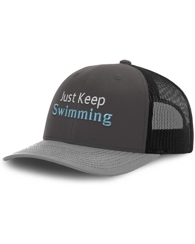 Trucker Hat Baseball Cap Just Keep Swimming Style B Cotton Dad Hats for Men & Women Gray Scale $14.57 Baseball Caps