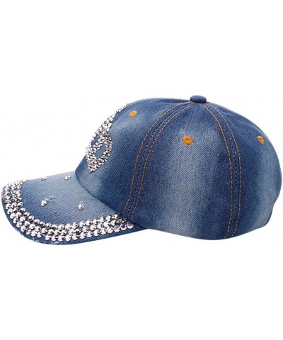 Snapback Baseball Crown Hip Hat Women Hop Rhinestone Flat Denim Cap Men Baseball Caps Dime Hat Blue-2 $12.99 Baseball Caps