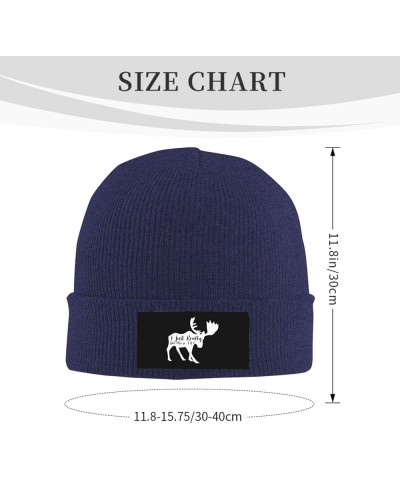 Winter Knit Hat Cap for Men Women, I Just Really Like Moose, Ok Unisex Beanie Hat Cuffed Skull Cap Warm Ski Hats Black Navy B...