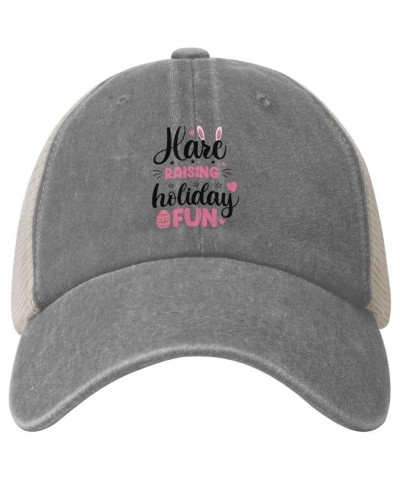 Easter Hare Raising Holiday Fun Baseball Cap for Women Mens Hats Retro Mesh Caps Dad Hat Gray $12.14 Baseball Caps