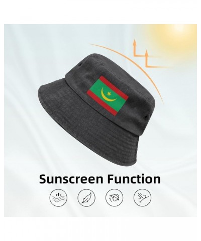 Flag of Mauritania Bucket Hat for Women Men Summer Travel Sun Hat Outdoor Cap Funny Bucket Hats Black $14.98 Bucket Hats