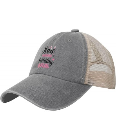 Easter Hare Raising Holiday Fun Baseball Cap for Women Mens Hats Retro Mesh Caps Dad Hat Gray $12.14 Baseball Caps