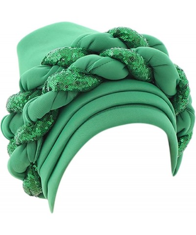 Women Turban Flower Caps Twisted Pleated Headwrap Breathable Lightweight Turban Hair Cover Beanie Hats Green 2 $7.92 Skullies...