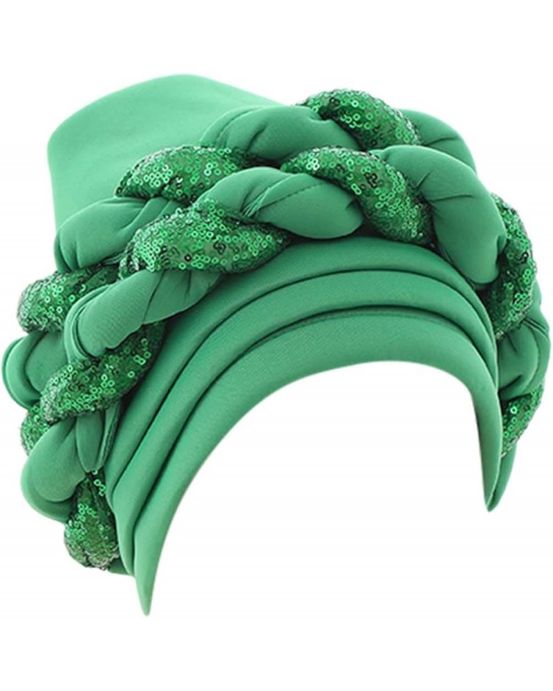 Women Turban Flower Caps Twisted Pleated Headwrap Breathable Lightweight Turban Hair Cover Beanie Hats Green 2 $7.92 Skullies...