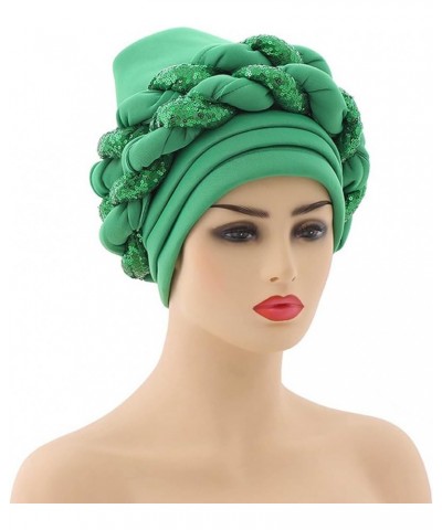 Women Turban Flower Caps Twisted Pleated Headwrap Breathable Lightweight Turban Hair Cover Beanie Hats Green 2 $7.92 Skullies...