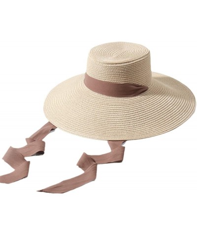 Large Brim Beach Hats for Women Floppy Summer Sunshade Hats with Neck Strap Vacation Oversized Hat Beige 57cm Head Size $19.2...