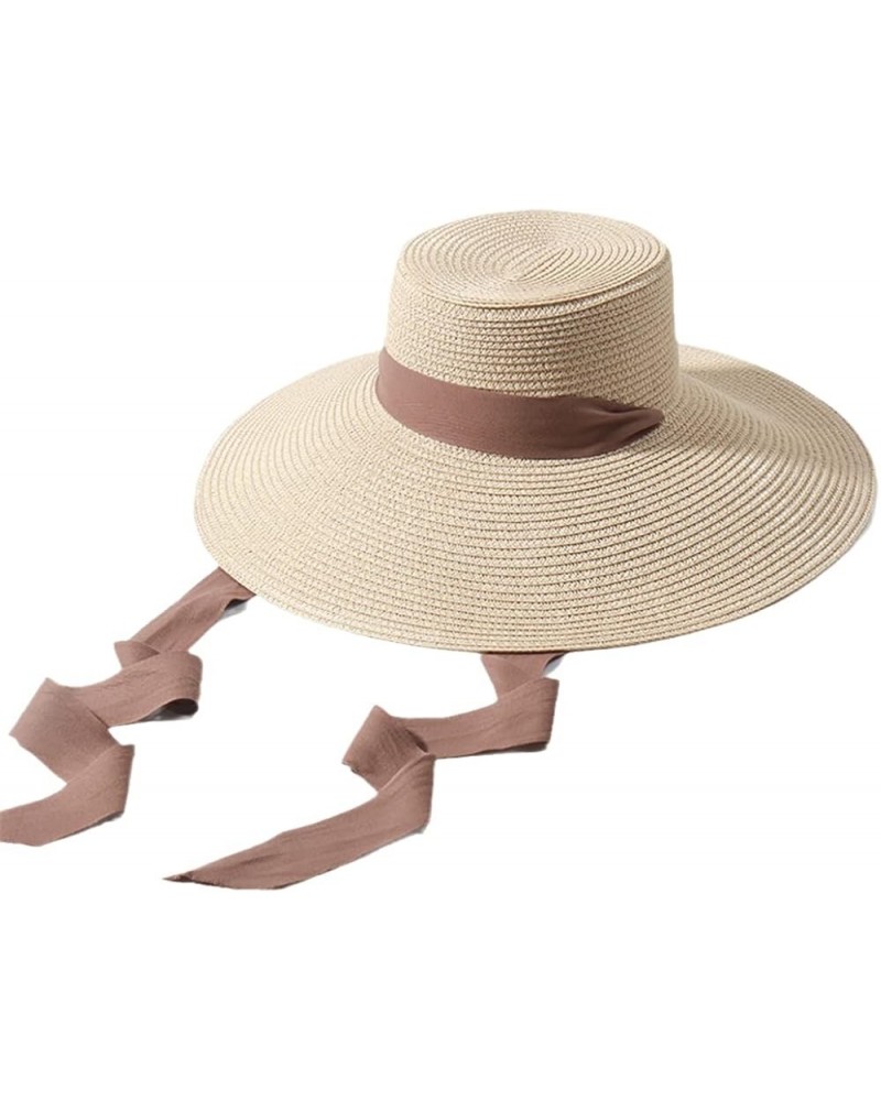 Large Brim Beach Hats for Women Floppy Summer Sunshade Hats with Neck Strap Vacation Oversized Hat Beige 57cm Head Size $19.2...