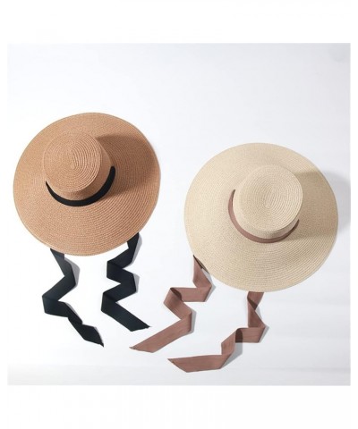 Large Brim Beach Hats for Women Floppy Summer Sunshade Hats with Neck Strap Vacation Oversized Hat Beige 57cm Head Size $19.2...