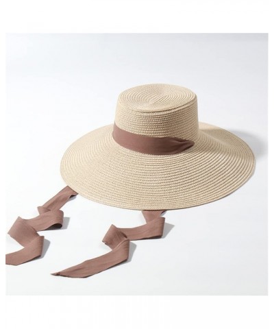 Large Brim Beach Hats for Women Floppy Summer Sunshade Hats with Neck Strap Vacation Oversized Hat Beige 57cm Head Size $19.2...