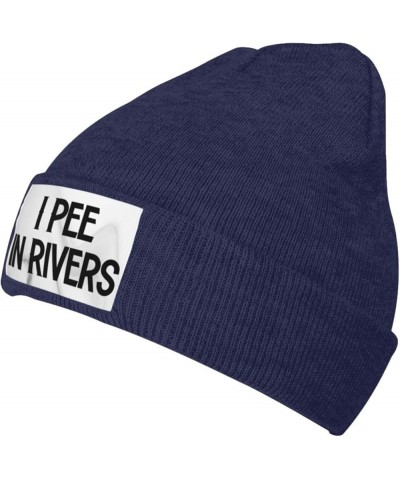 I Pee in Rivers Winter Beanie Hats for Men Women,Warm Cozy Knitted Cuffed Skull Cap Navy Blue $9.22 Skullies & Beanies