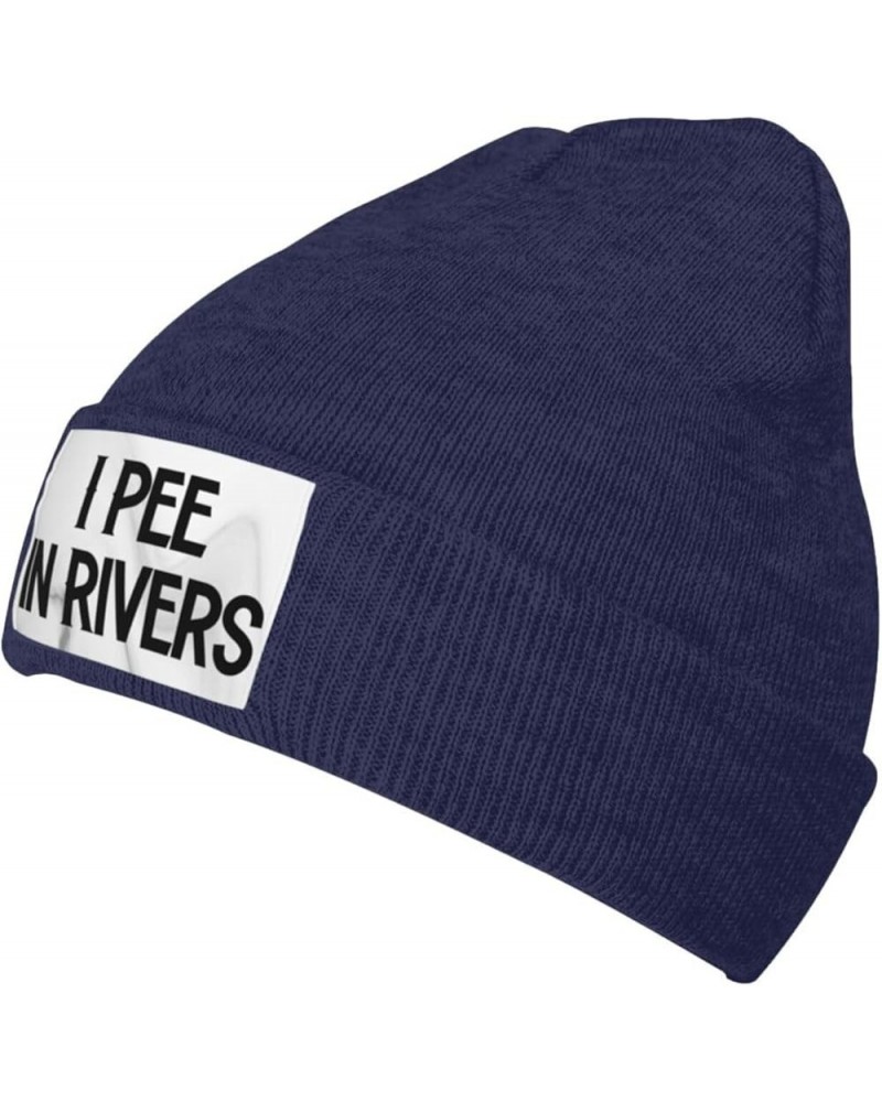 I Pee in Rivers Winter Beanie Hats for Men Women,Warm Cozy Knitted Cuffed Skull Cap Navy Blue $9.22 Skullies & Beanies