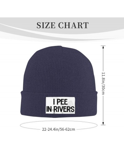 I Pee in Rivers Winter Beanie Hats for Men Women,Warm Cozy Knitted Cuffed Skull Cap Navy Blue $9.22 Skullies & Beanies