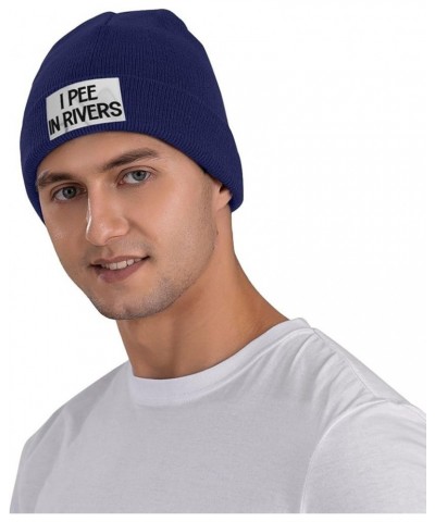 I Pee in Rivers Winter Beanie Hats for Men Women,Warm Cozy Knitted Cuffed Skull Cap Navy Blue $9.22 Skullies & Beanies