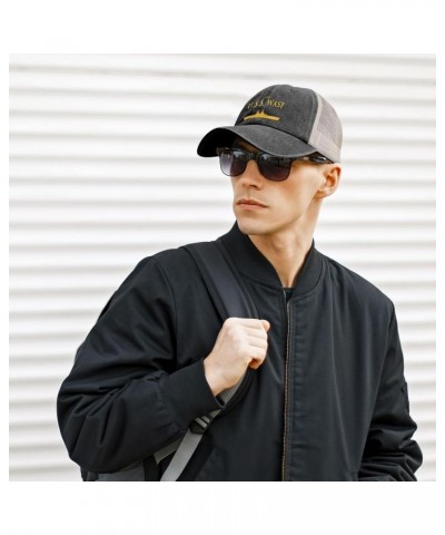 Lhd 1 USS Wasp Unisex Cowboy Mesh Baseball Cap Sandwich Cap Denim Hats Baseball Cap Black One Size $12.17 Baseball Caps