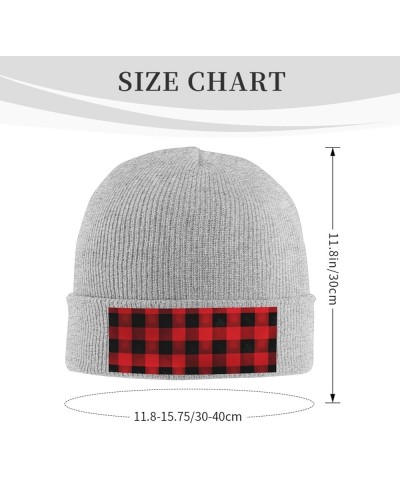 Women Men Knit Beanie Hat Soft Warm Winter Hat Skull Cap Mens Slouchy Beanie Red Black Buffalo Check Plaid Pattern Gray $10.0...