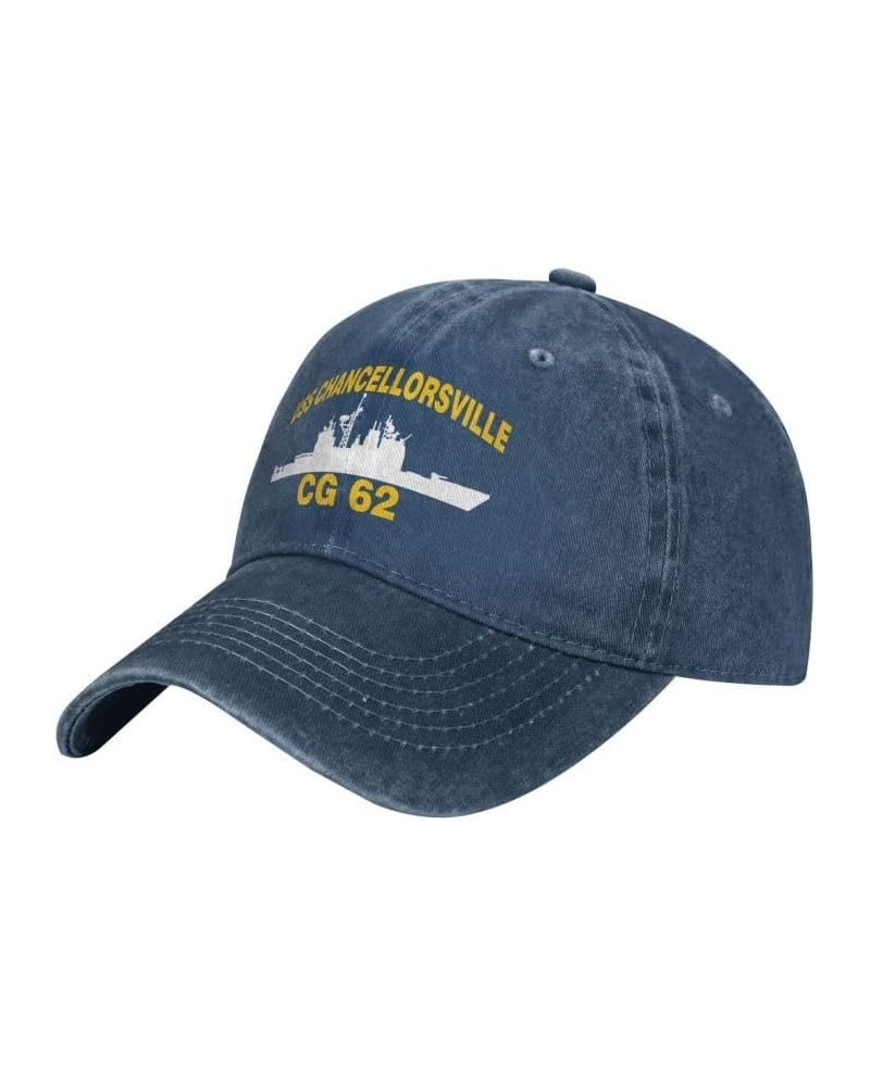 USS Chancellorsville CG 62 Flag Baseball Caps Denim Hats Cowboy Knit hat Fisherman's hat Navy Blue $13.35 Baseball Caps