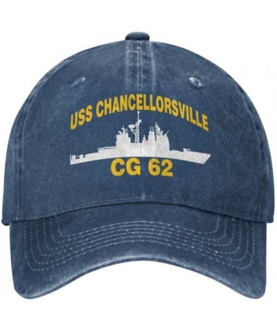 USS Chancellorsville CG 62 Flag Baseball Caps Denim Hats Cowboy Knit hat Fisherman's hat Navy Blue $13.35 Baseball Caps