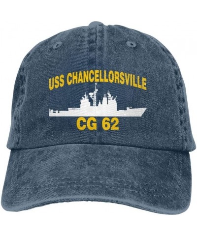 USS Chancellorsville CG 62 Flag Baseball Caps Denim Hats Cowboy Knit hat Fisherman's hat Navy Blue $13.35 Baseball Caps