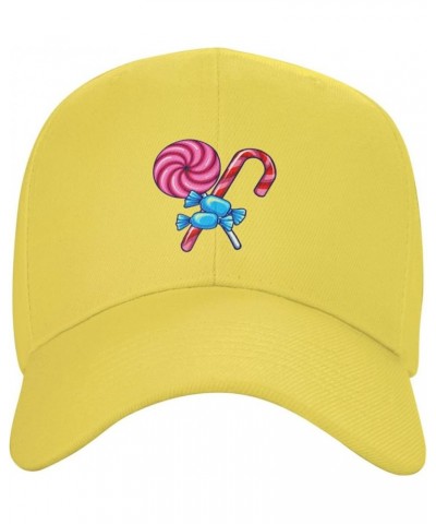 Funny Candy Baseball Cap for Men Women Hat Adjustable Truck Driver Baseball Caps Dad Hats Yellow $14.06 Baseball Caps