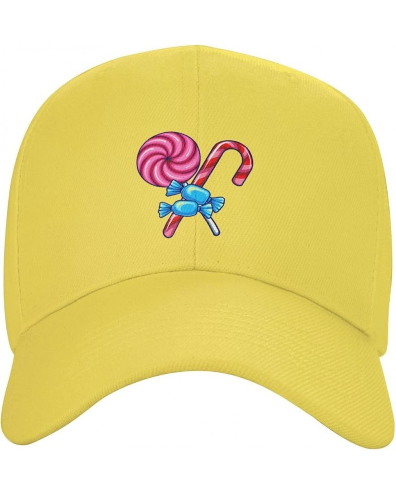 Funny Candy Baseball Cap for Men Women Hat Adjustable Truck Driver Baseball Caps Dad Hats Yellow $14.06 Baseball Caps