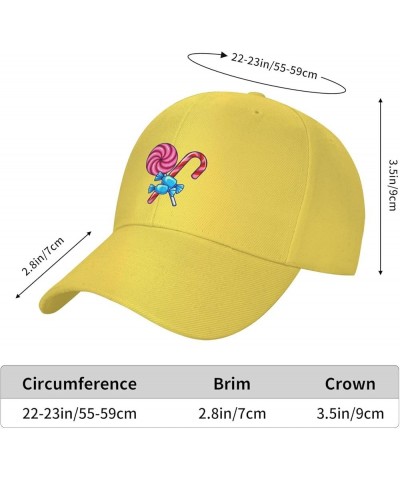 Funny Candy Baseball Cap for Men Women Hat Adjustable Truck Driver Baseball Caps Dad Hats Yellow $14.06 Baseball Caps