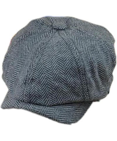 Newsboy Caps for Mens Winter Vintage Gatsby Cabbie Hat- 8 Panels Brim Herringbone Cotton Irish Cap for Fishing Black-gray2 $1...