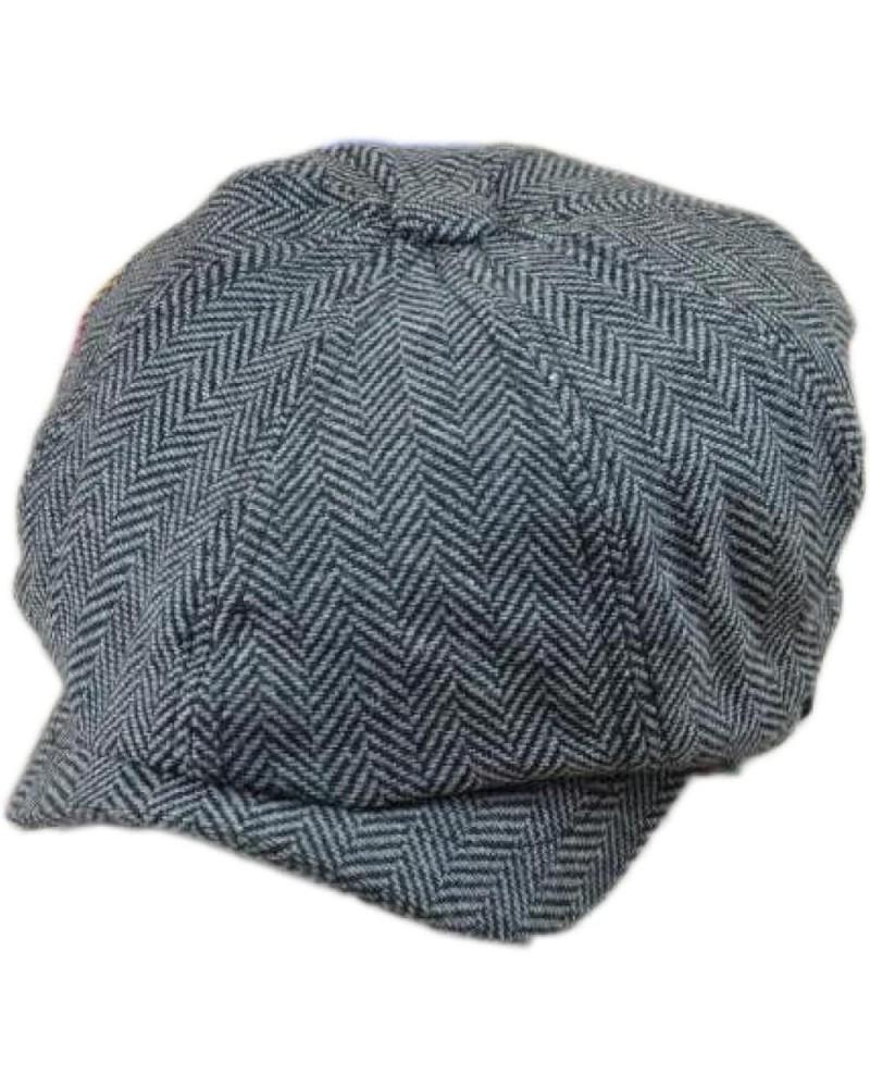 Newsboy Caps for Mens Winter Vintage Gatsby Cabbie Hat- 8 Panels Brim Herringbone Cotton Irish Cap for Fishing Black-gray2 $1...