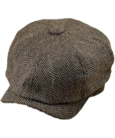 Newsboy Caps for Mens Winter Vintage Gatsby Cabbie Hat- 8 Panels Brim Herringbone Cotton Irish Cap for Fishing Black-gray2 $1...