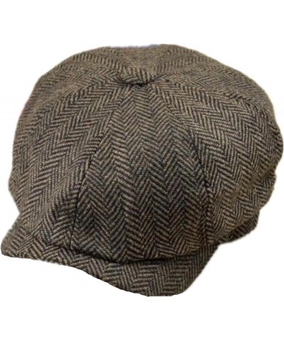 Newsboy Caps for Mens Winter Vintage Gatsby Cabbie Hat- 8 Panels Brim Herringbone Cotton Irish Cap for Fishing Black-gray2 $1...