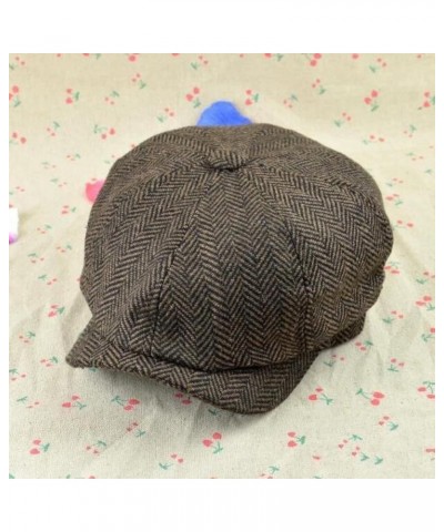 Newsboy Caps for Mens Winter Vintage Gatsby Cabbie Hat- 8 Panels Brim Herringbone Cotton Irish Cap for Fishing Black-gray2 $1...