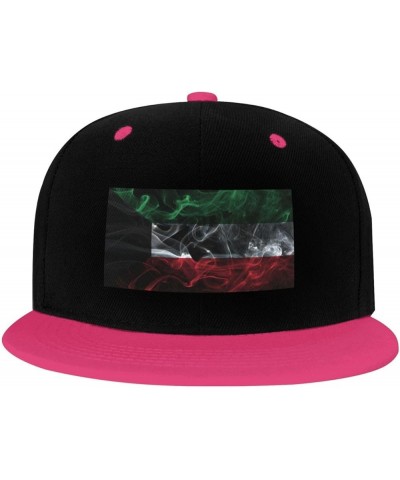 Smoke Style Flag of Kuwait Snapback Hat for Men Women Baseball Cap Trucker Flat Bill Hats Dad Caps Pink $14.54 Baseball Caps