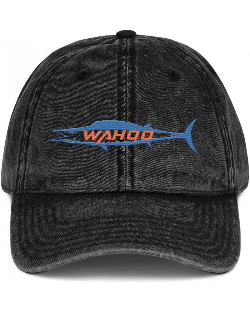 Wahoo Fish Emblem Dad Hat for Anglers Saltwater Big Game Fishing Vintage Cotton Twill Cap Black $25.54 Baseball Caps