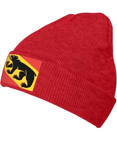 Flag of Canton of Bern Beanie Hat for Men Women Soft Warm Knit Skull Cap Winter Hats Ski Hat Red $9.84 Skullies & Beanies