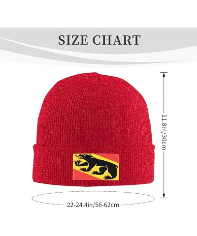 Flag of Canton of Bern Beanie Hat for Men Women Soft Warm Knit Skull Cap Winter Hats Ski Hat Red $9.84 Skullies & Beanies