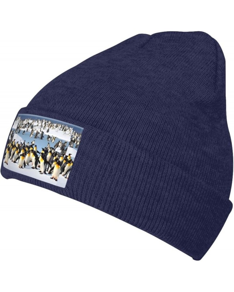 Happy Penguin Print Beanie Hat Gift Knitted Hat for Men Women,Lightweight,Elastic, Suitable for Travel Navy Blue $11.15 Skull...