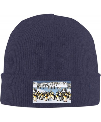 Happy Penguin Print Beanie Hat Gift Knitted Hat for Men Women,Lightweight,Elastic, Suitable for Travel Navy Blue $11.15 Skull...