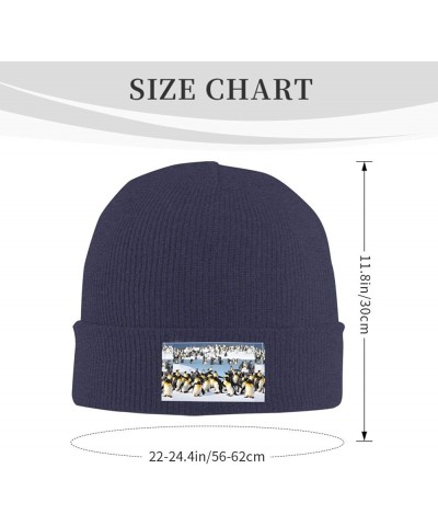 Happy Penguin Print Beanie Hat Gift Knitted Hat for Men Women,Lightweight,Elastic, Suitable for Travel Navy Blue $11.15 Skull...