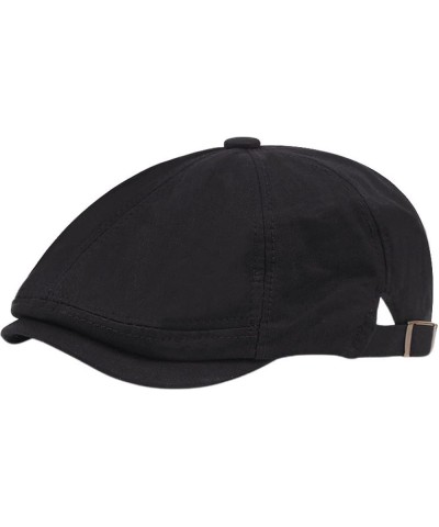 Men Cotton Beret Hats Adjustable Plain Colours Flat Newsboy Hats Summer Fashion Sun Hat for Driving Hunting Black $13.72 News...