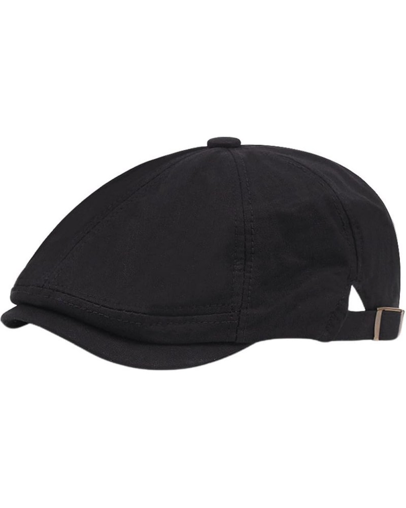 Men Cotton Beret Hats Adjustable Plain Colours Flat Newsboy Hats Summer Fashion Sun Hat for Driving Hunting Black $13.72 News...