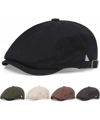 Men Cotton Beret Hats Adjustable Plain Colours Flat Newsboy Hats Summer Fashion Sun Hat for Driving Hunting Black $13.72 News...