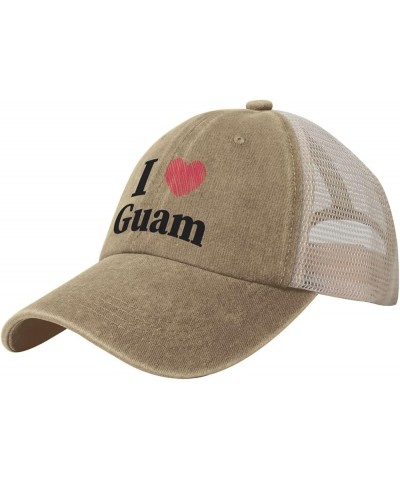 I Love Guam Retro Mesh Baseball Cap Men Women Sport Caps Trucker Hat Natural $9.43 Baseball Caps