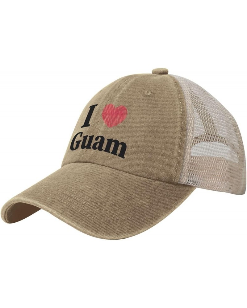 I Love Guam Retro Mesh Baseball Cap Men Women Sport Caps Trucker Hat Natural $9.43 Baseball Caps