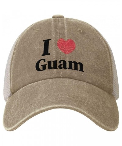 I Love Guam Retro Mesh Baseball Cap Men Women Sport Caps Trucker Hat Natural $9.43 Baseball Caps