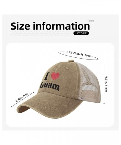 I Love Guam Retro Mesh Baseball Cap Men Women Sport Caps Trucker Hat Natural $9.43 Baseball Caps