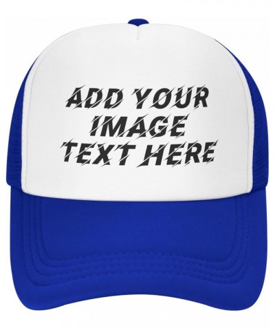 Custom Hat Your Design Here Add Your Name Text Logo Customized Made Trucker Hats Blue $7.63 Baseball Caps