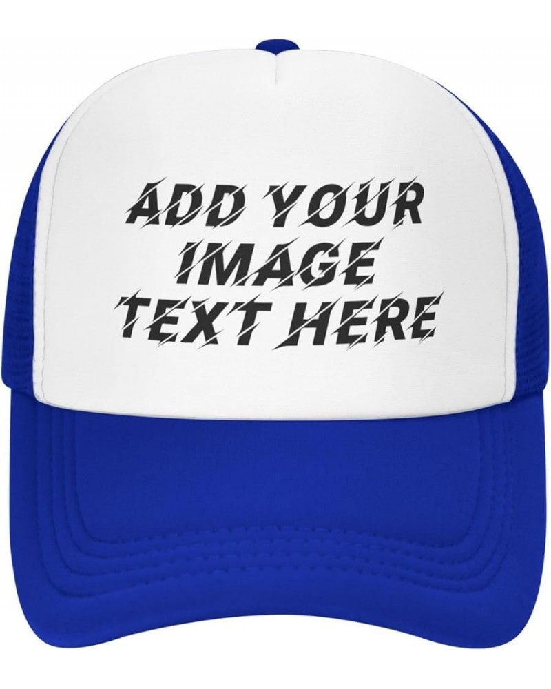 Custom Hat Your Design Here Add Your Name Text Logo Customized Made Trucker Hats Blue $7.63 Baseball Caps