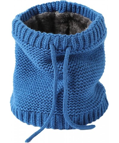 Knitted Neck Gaiters, Solid Color Soft Warm Neck Cover Adjustable Winter Knit Scarf for Women Men Blue $8.66 Scarves