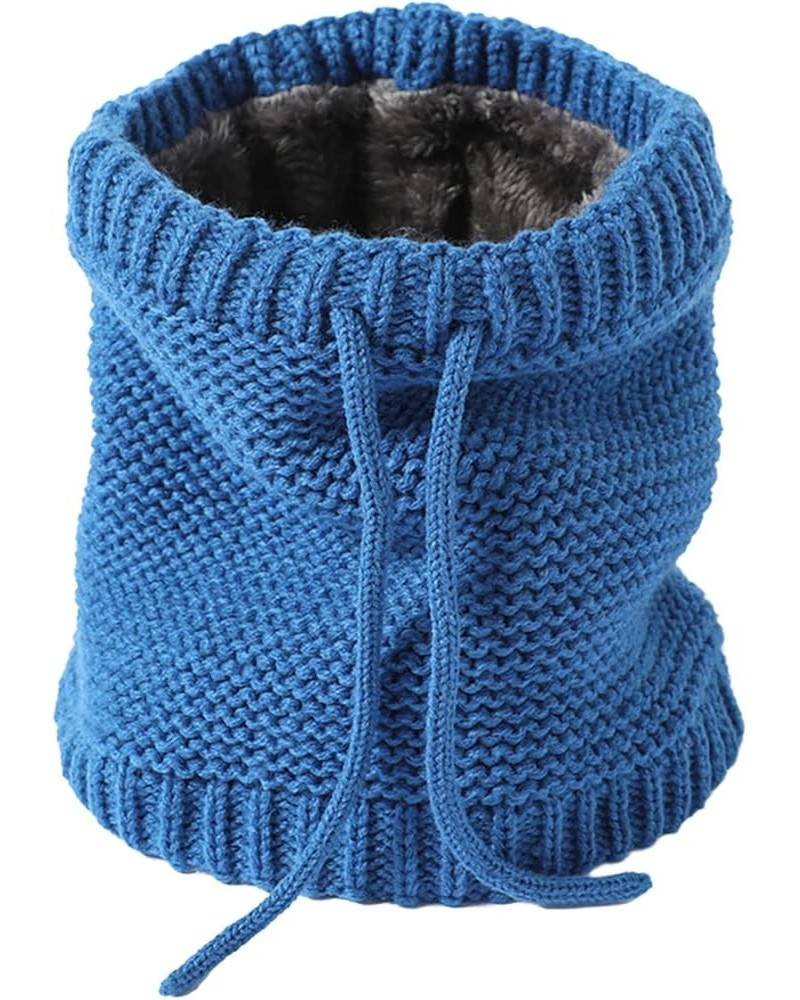 Knitted Neck Gaiters, Solid Color Soft Warm Neck Cover Adjustable Winter Knit Scarf for Women Men Blue $8.66 Scarves