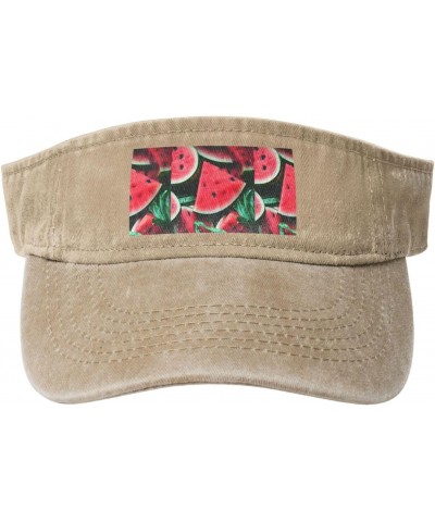 Red Watermelon Print Stylish Denim Open-Top Sun Hat for Everyday Wear and Sports $15.32 Sun Hats